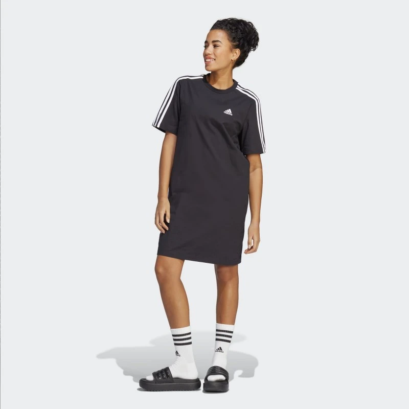 Adidas Abito Essentials 3-Stripes Single Jersey Boyfriend Tee Dress HR4923 1 Adidas Abito Essentials 3-Stripes Single Jersey Boyfriend Tee Dress HR4923
